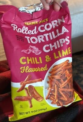 Rolled corn tortilla chips