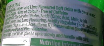 7UP, FREE, FLAVOURED SOFT DRINK WITH SWEETENERS, LEMON AND LIME