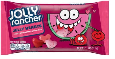 Cherry, strawberry & watermelon jelly hearts, cherry, strawberry & watermelon
