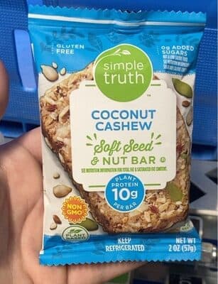 COCONUT CASHEW SOFT SEED & NUT BAR, COCONUT CASHEW