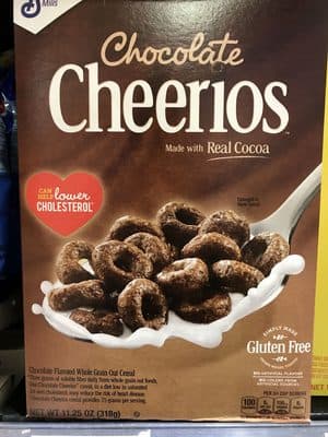 Chocolate flavored whole grain oat cereal