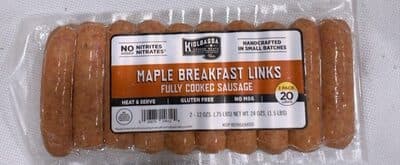 MAPLE BREAKFAST LINKS FULLY COOKED SAUSAGE, MAPLE BREAKFAST