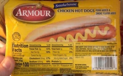 CHICKEN HOT DOGS, CHICKEN