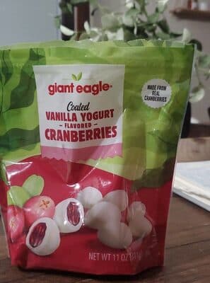 VANILLA YOGURT FLAVORED COATED CRANBERRIES, VANILLA YOGURT