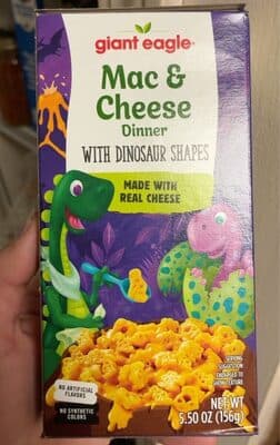 MAC & CHEESE DINNER WITH DINOSAUR SHAPES