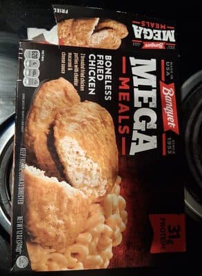 Banquet MEGA Meals Boneless Fried Chicken, Frozen Meal, 12 oz.