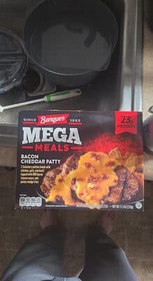 Banquet MEGA Meals Bacon Cheddar Patty, Frozen Meal, 11.5 oz.