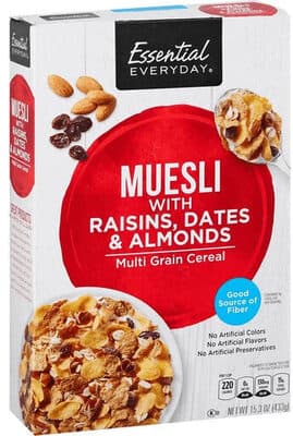 MUESLI WITH RAISINS, DATES & ALMONDS MULTI GRAIN CEREAL, MUESLI WITH RAISINS, DATES & ALMONDS