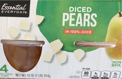 DICED PEARS IN 100% JUICE, 100% JUICE