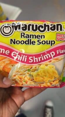 Lime chili shrimp flavor ramen noodle soup, lime chili shrimp