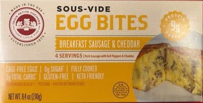 BREAKFAST SAUSAGE & CHEDDAR SOUS-VIDE EGG BITES, BREAKFAST SAUSAGE & CHEDDAR