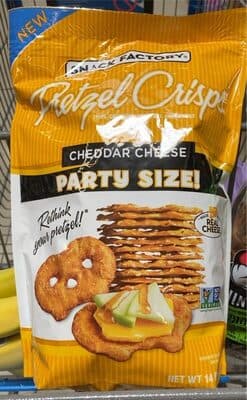 Snack Factory Pretzel Crisps, Cheddar Cheese, Party Size, 14 Oz