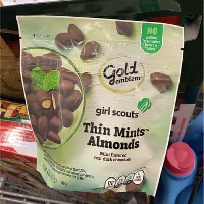MINT FLAVORED REAL DARK CHOCOLATE THIN MINTS ALMONDS, MINT