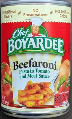 Beefaroni Pasta in Tomato and Meat Sauce