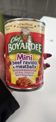 Mini beef ravioli & meatballs