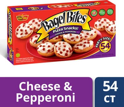 CHEESE & PEPPERONI MINI PIZZA BAGEL FROZEN SNACKS, CHEESE; PEPPERONI