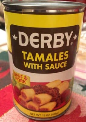 BEEF & PORK TAMALES WITH SAUCE, BEEF & PORK