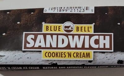 COOKIES 'N CREAM ICE CREAM SANDWICH, COOKIES'N CREAM