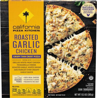 California Pizza Kitchen Roasted Garlic Chicken Frozen Pizza with Crispy Thin Crust, 13.5 Oz