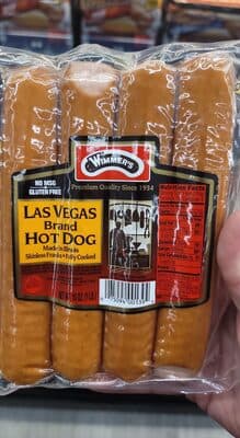 LAS VEGAS BRAND SKINLESS FRANKS HOT DOGS, LAS VEGAS BRAND