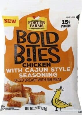 CAJUN STYLE SEASONED DICED CHICKEN BREAST WITH RIB MEAT BOLD BITES CHICKEN, CAJUN STYLE