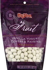 YOGURT FLAVORED COVERED RAISINS, YOGURT