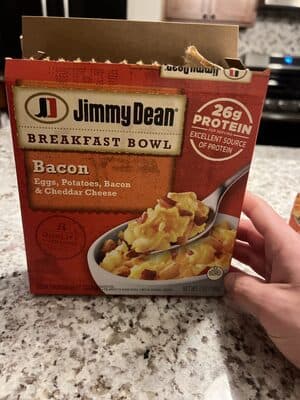 BACON EGGS, POTATOES, BACON & CHEDDAR CHEESE BREAKFAST BOWL, BACON