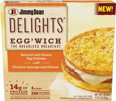 Broccoli & cheese frozen frittata sandwich