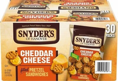 Snyder's of Hanover Pretzel Sandwiches, Cheddar Cheese, Snack Packs, 30 Ct