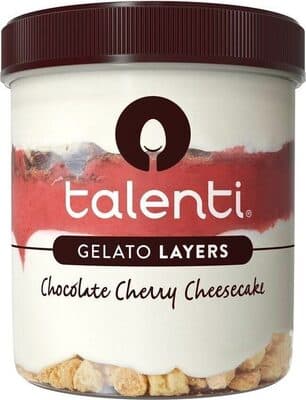 Chocolate cherry cheesecake gelato layers
