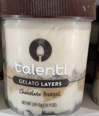 CHOCOLATE PRETZEL GELATO LAYERS, CHOCOLATE; PRETZEL