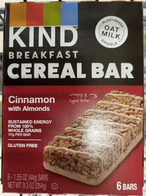 CINNAMON WITH ALMONDS BREAKFAST CEREAL BARS, CINNAMON WITH ALMONDS