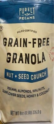PECANS, ALMONDS, WALNUTS, SUNFLOWER SEEDS, HONEY & COCONUT NUT + SEED CRUNCH GRAIN -FREE GRANOLA, PECANS, ALMONDS, WALNUTS, SUNFLOWER SEEDS, HONEY & COCONUT