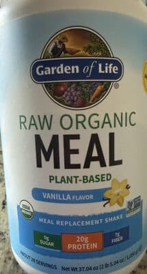 RAW ORGANIC PLANT-BASED PROTEIN 20 G MEAL REPLACEMENT SHAKE, VANILLA, VANILLA
