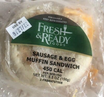 SAUSAGE & EGG MUFFIN SANDWICH, SAUSAGE & EGG