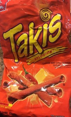 Barcel, takis, xplosion tortilla chips, cheese & chili pepper