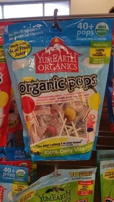Yumearth organics, organic pops, pomegranate pucker, wet-face watermelon, strawberry smash, googly grape, very very cherry, perfectly peach, razzmatazz berry, mango tango