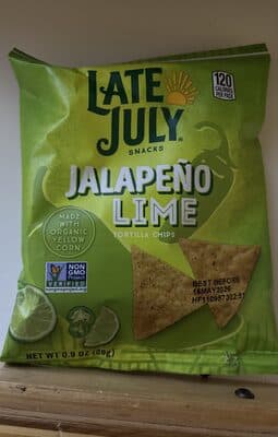 Late July Snacks Jalapeno Lime Tortilla Chips, 0.9 Oz Snack Bag