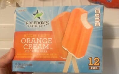 ORANGE CREAM FLAVORED ICE CREAM BARS, ORANGE CREAM
