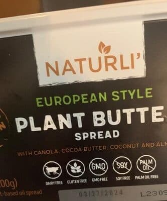 EUROPEAN STYLE PLANT BUTTER SPREAD, EUROPEAN STYLE PLANT BUTTER