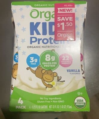 KIDS PROTEIN 8 G ORGANIC NUTRITION NUTRITIONAL SHAKE, VANILLA, VANILLA
