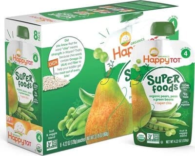 Super Foods Organic Pears, Green Beans & Peas + Super Chia - Stage 4