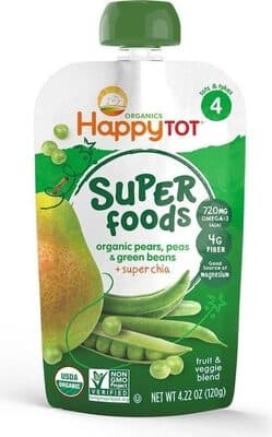 Super Foods Organic Pears, Green Beans & Peas + Super Chia - Stage 4