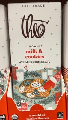 MILK & COOKIES ORGANIC 45% MILK CHOCOLATE, MILK & COOKIES